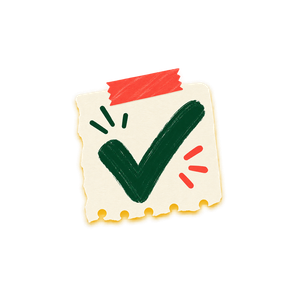 Cheeky, a smiling paper checkmark